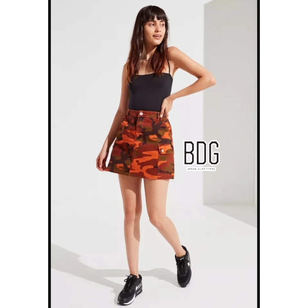 BDG Orange Camo Mini Skirt- XSmall